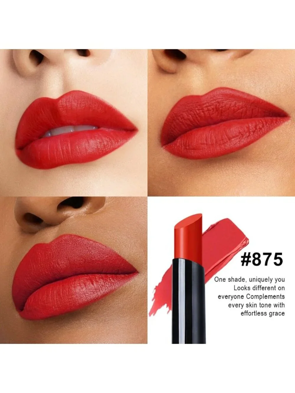 Women's 875# Bright Red Long Lasting Waterproof Velvet Matte Stick Lipstick